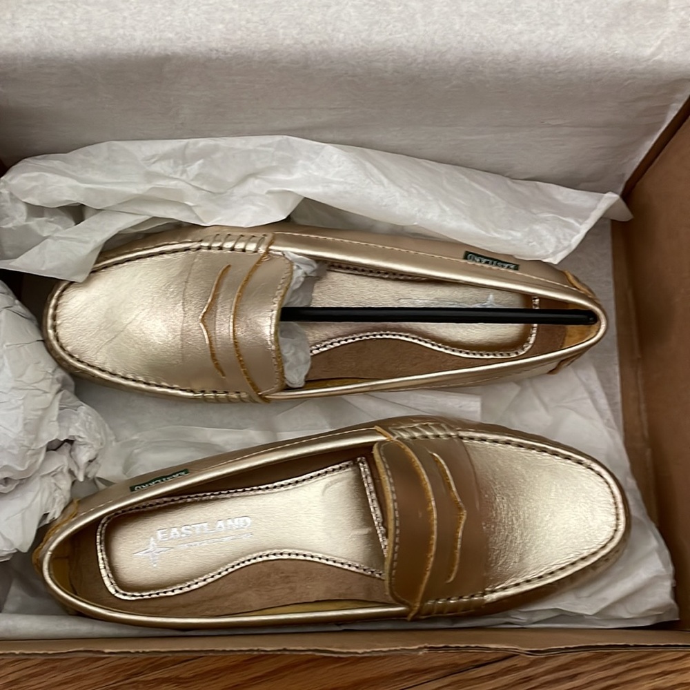 NEW! Never worn metallic gold loafers. Size 7.5